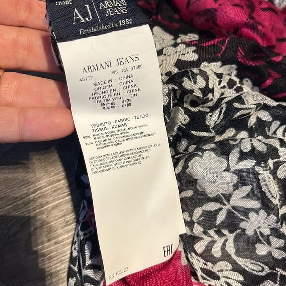 Armani Jeans Modal-Cashmere Logo Scarf-MULTI-One Size - Picture 4 of 5